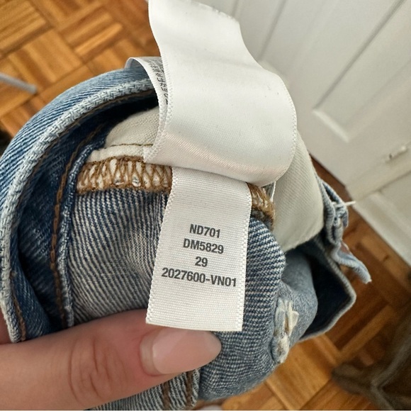 Madewell Relaxed Mid Length Blue Denim Shorts High Rise Medium Wash Raw Hem 29 - Picture 5 of 6